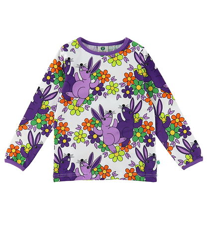 Sm?folk Bluse - Cream m. Kaniner og Blomster