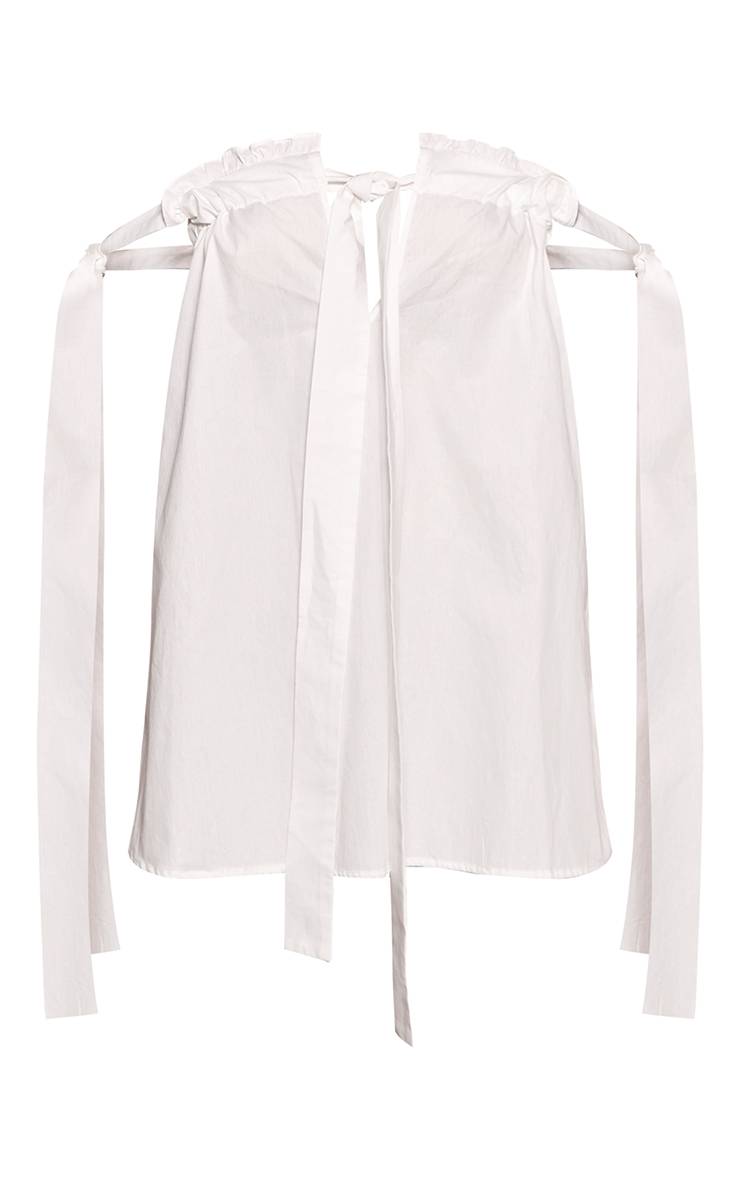Blanc Robe Droite Tissée À Épaules Nouées