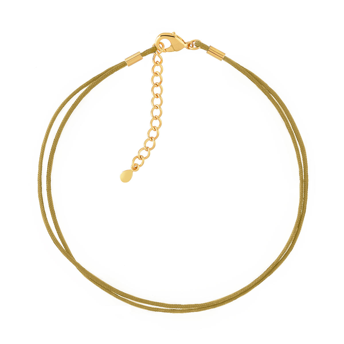 Bracelet plaqué or cordon coton bronze