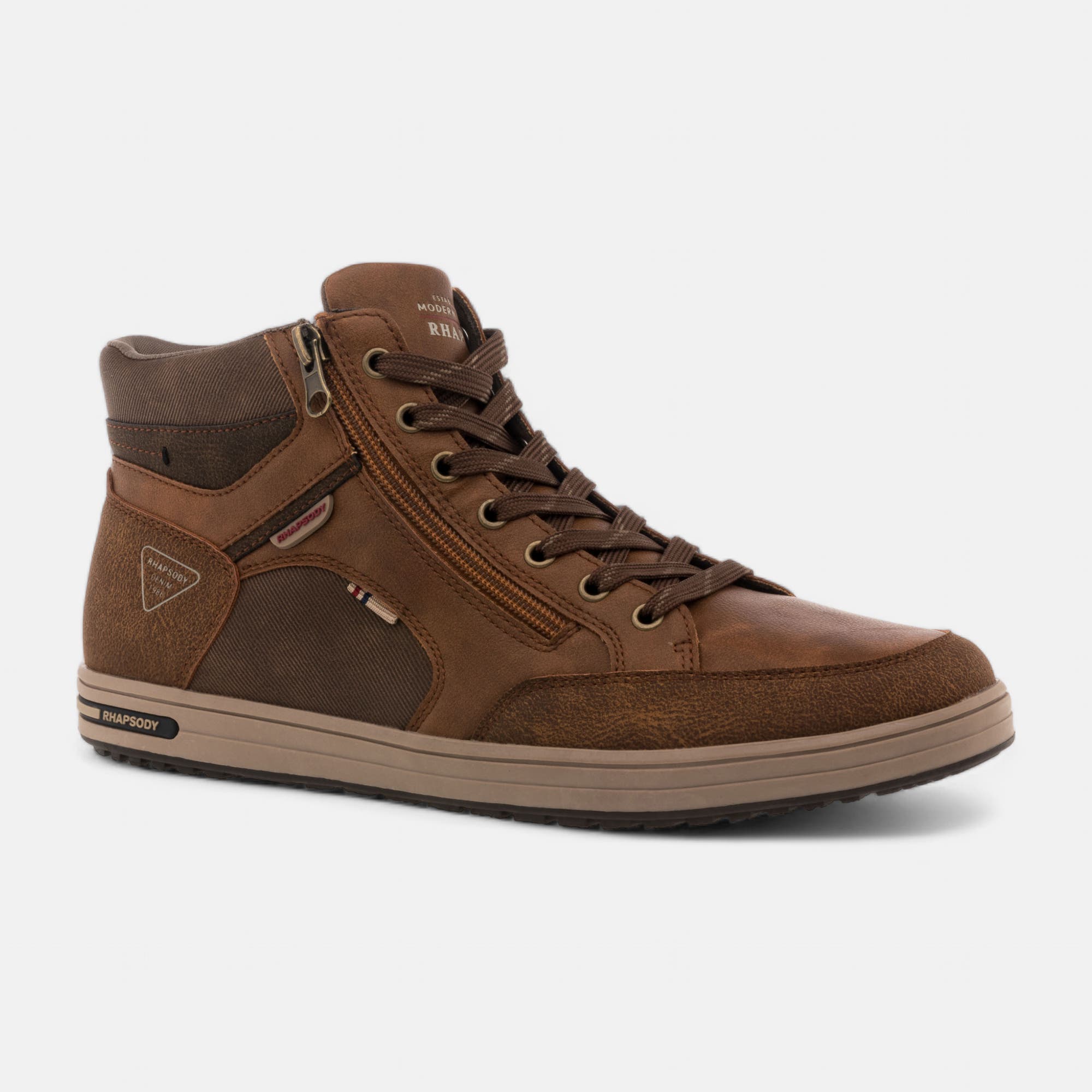 Baskets hautes Homme cognac