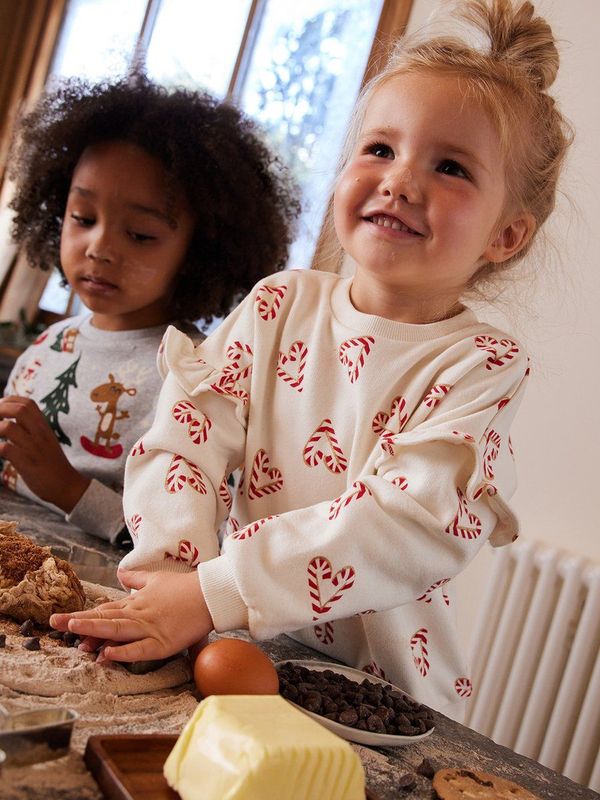 Vertbaudet - Kersttrui - Meisjes - Met Glitterhartjes en Ruches