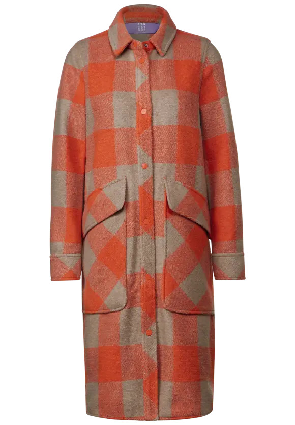 Printmantel mit Wolle - strong apricot