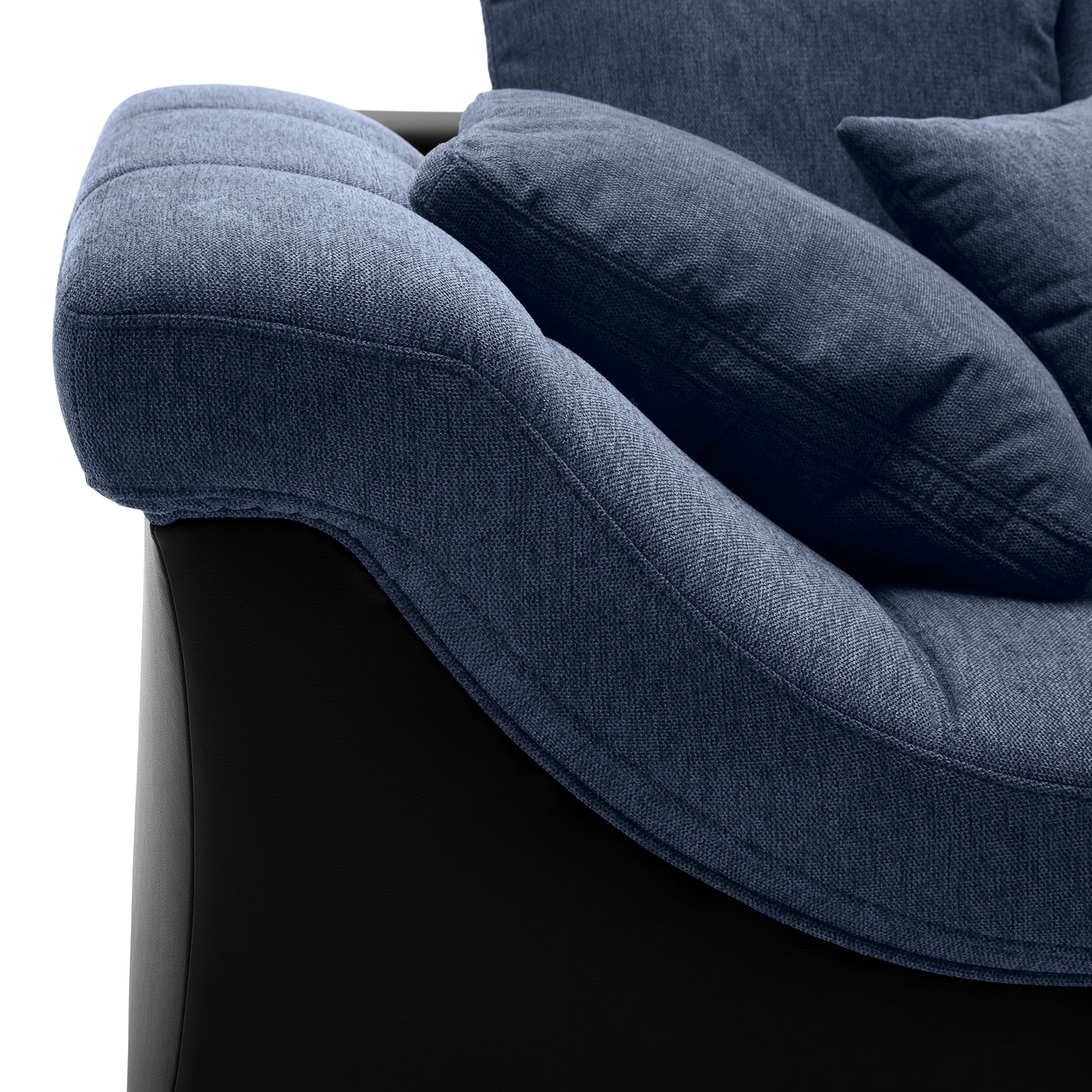 Ecksofa - blau-schwarz - beidseitig montierbar
