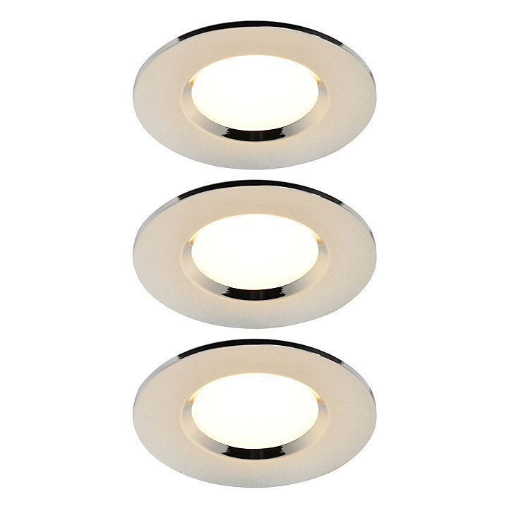 3 spots encastrables Etana LED intégrée blanc chaud IP65 410lm 4.7W Ø8.5cmxH.3.1cm métal chrome GoodHome