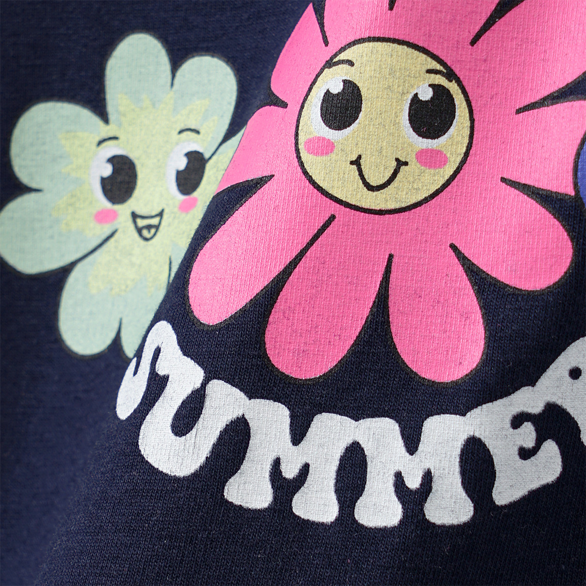 Famy 2 Mädchen Kleider mit Blumen-Prints dunkelblau / rosa
