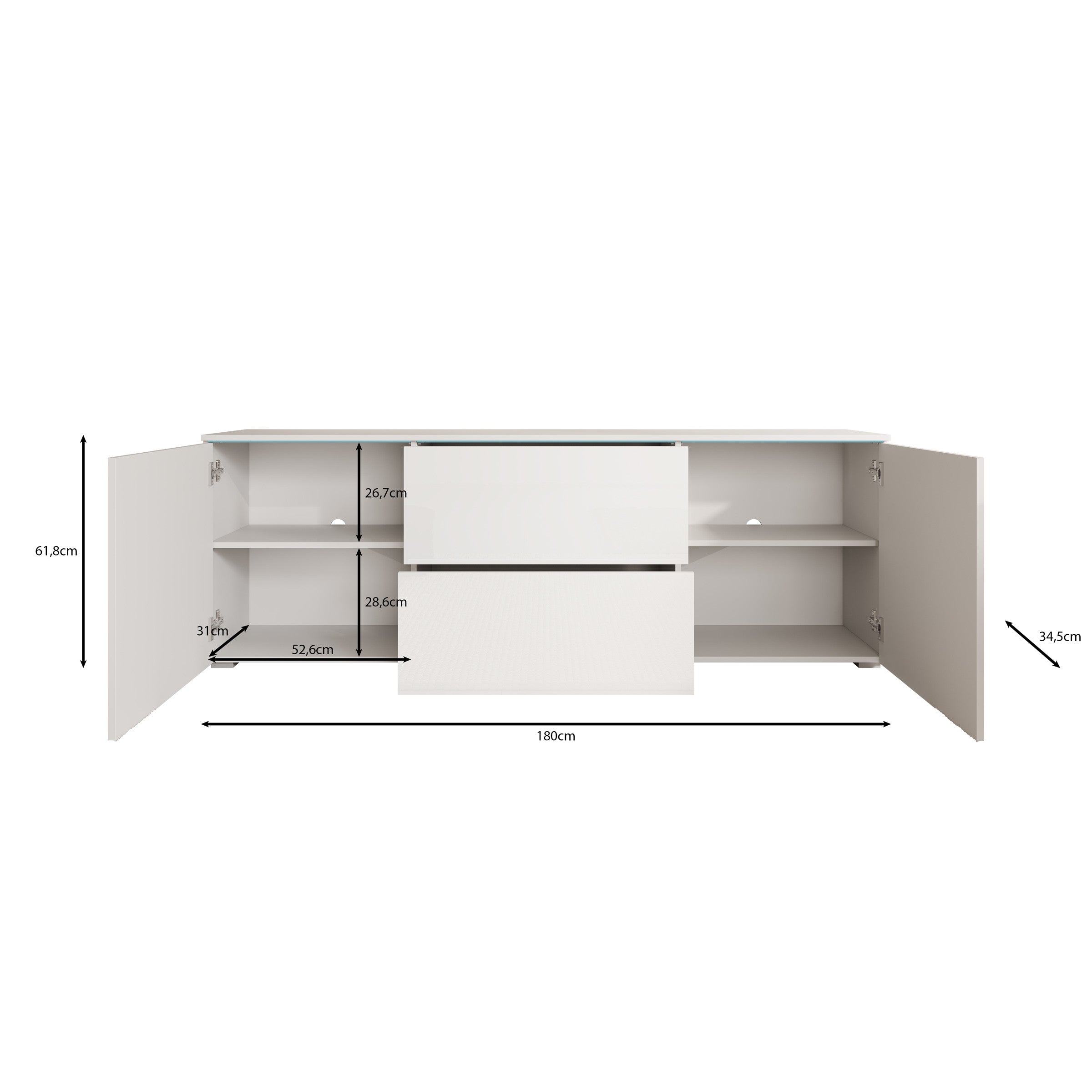 Meubella - TV-Meubel Vico - Wit - 180 cm