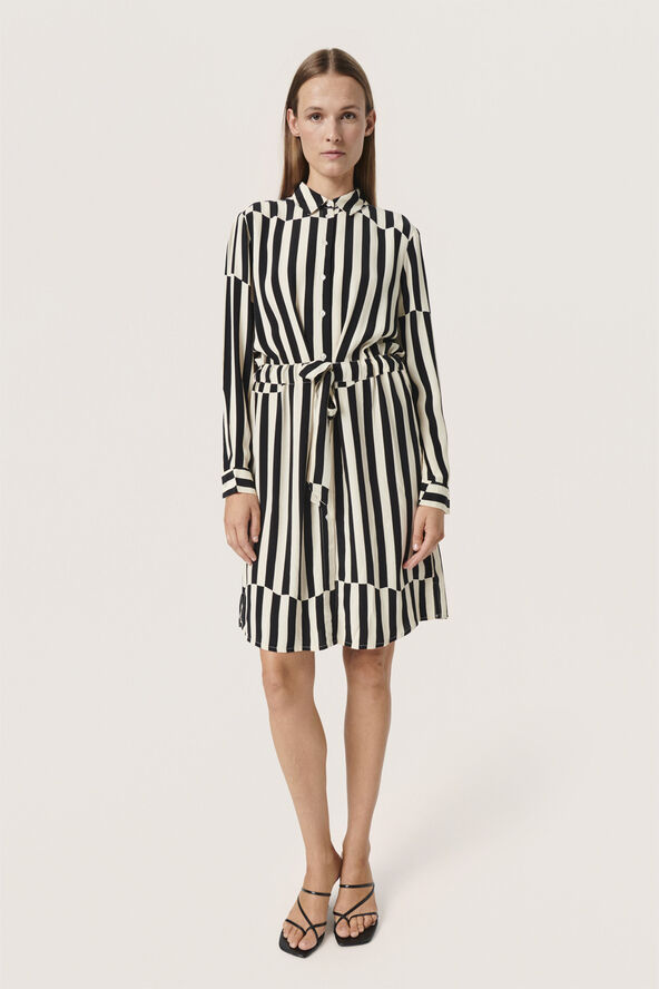 Soaked in Luxury SLMolly Shirt Dress LS Irregular stripes beige print