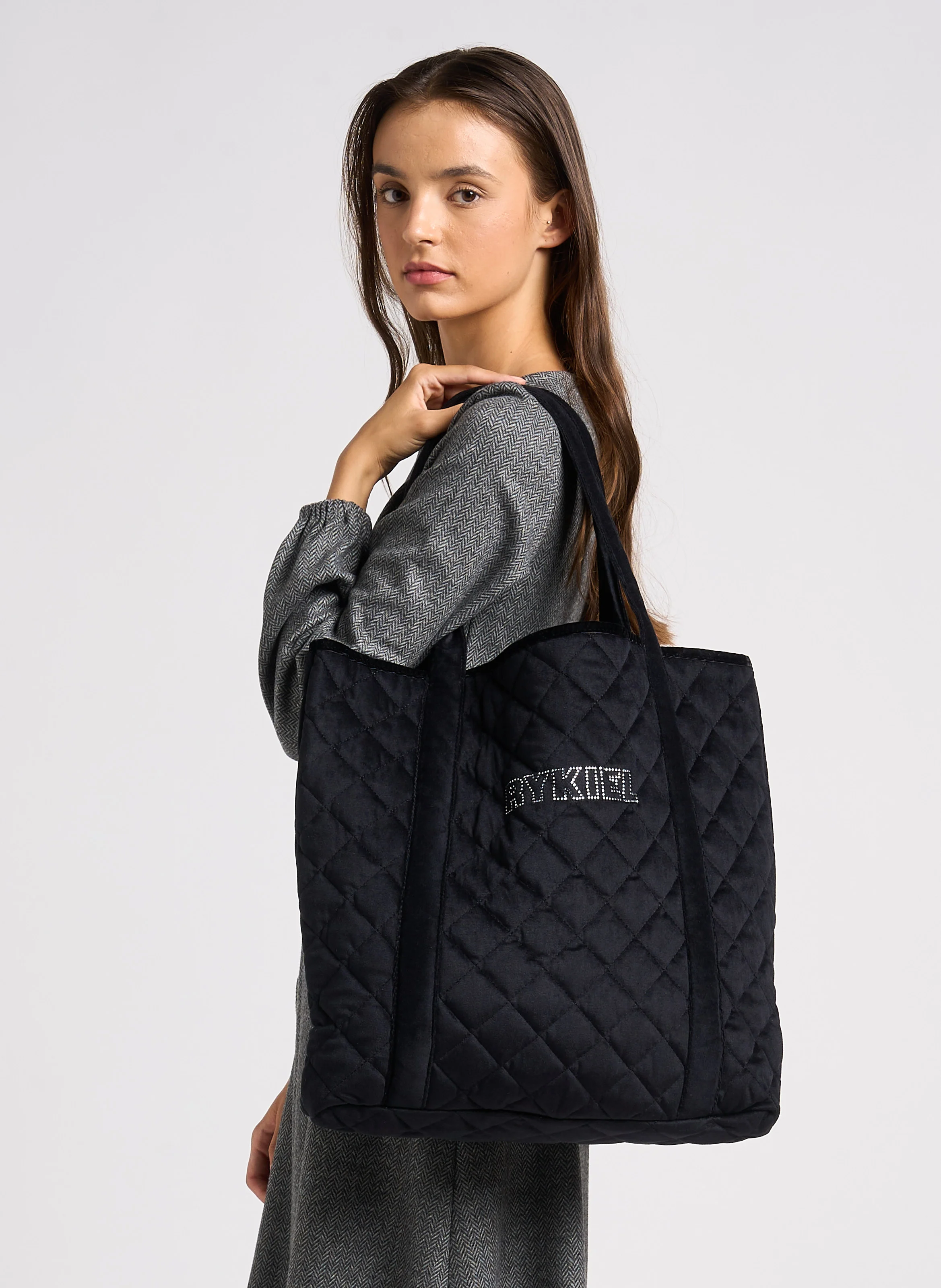 Sac cabas en velours matelassé | Noir