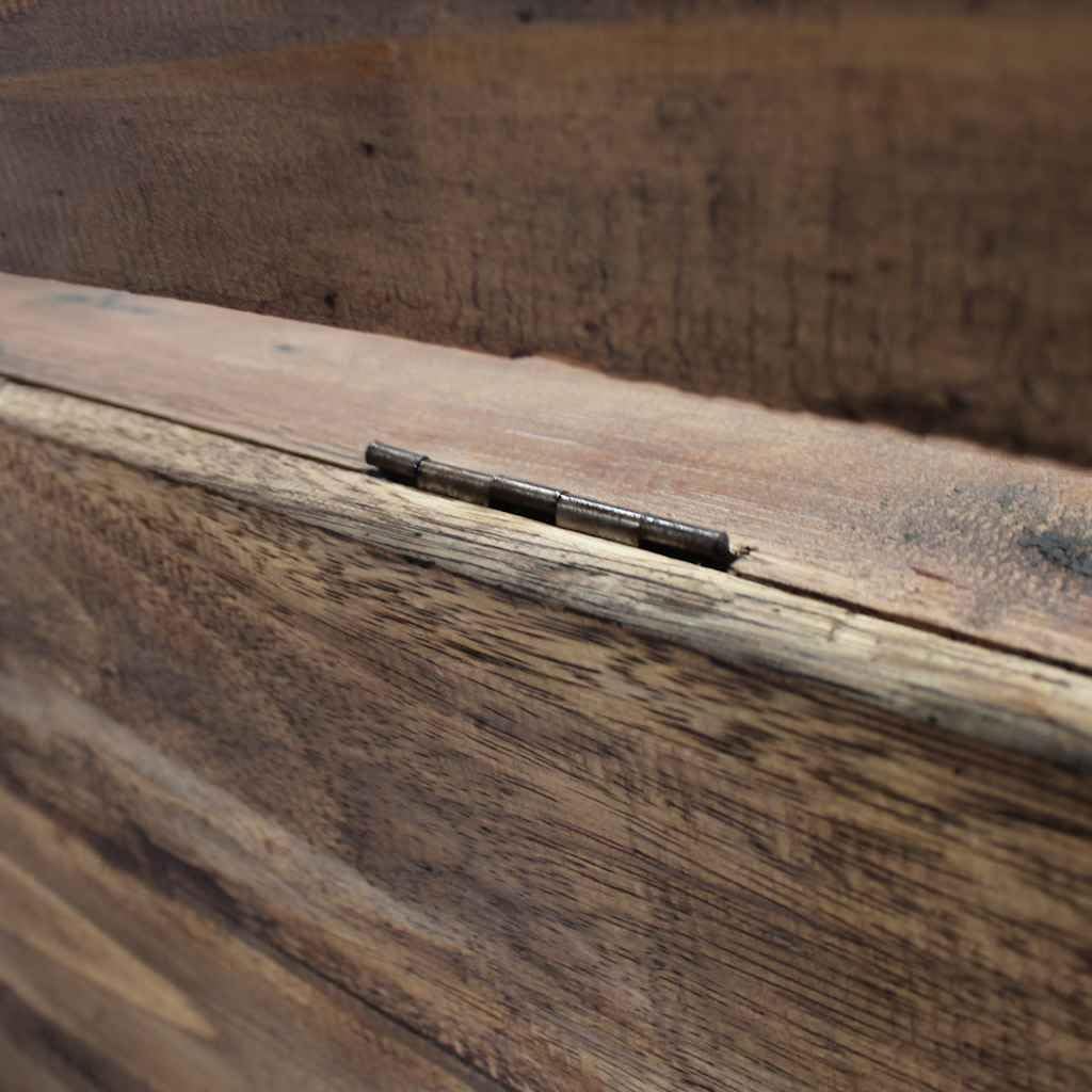 vidaXL Sitzbank mit Staufach Handgefertigt Holzbank Truhenbank Sitztruhe Bank Aufbewahrungstruhe Spielzeugkiste Massives Altholz 86x40x60cm