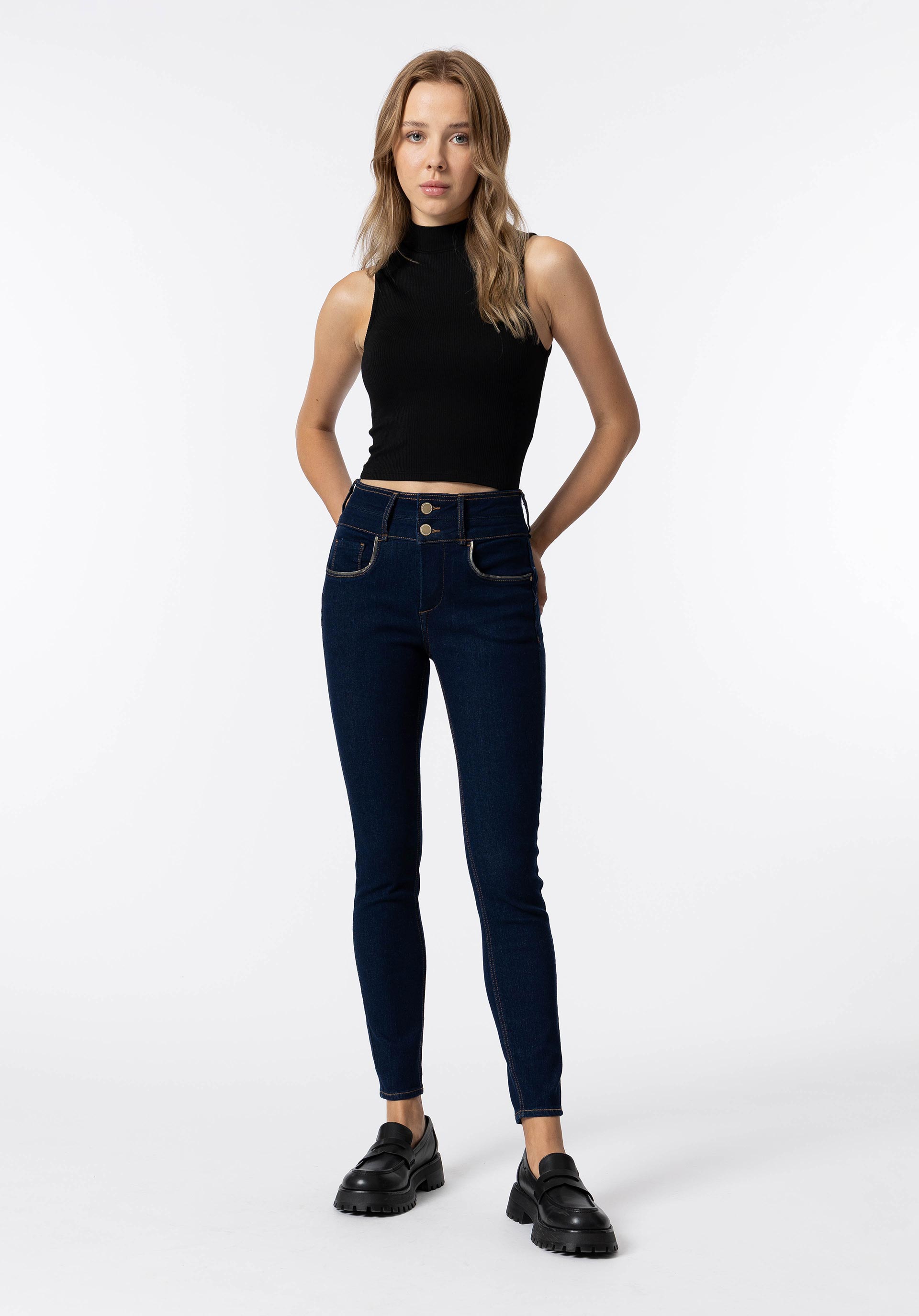 Jeans Double-up Skinny Cintura Alta