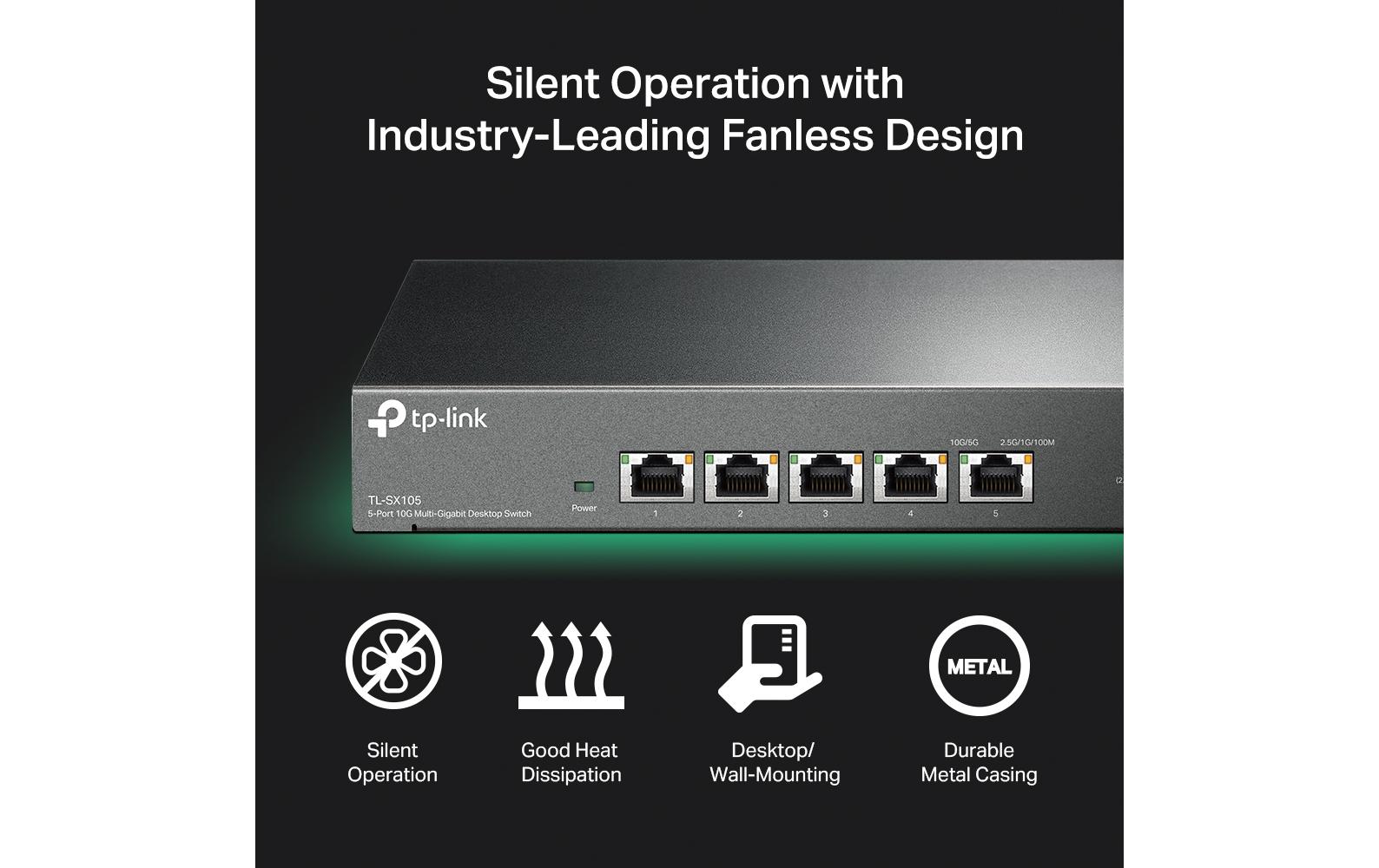 Switch Omada Unmanaged Switch 5 x 10G Ports TL-SX105 5 Port<br>5-Port 10G Desktop Switch