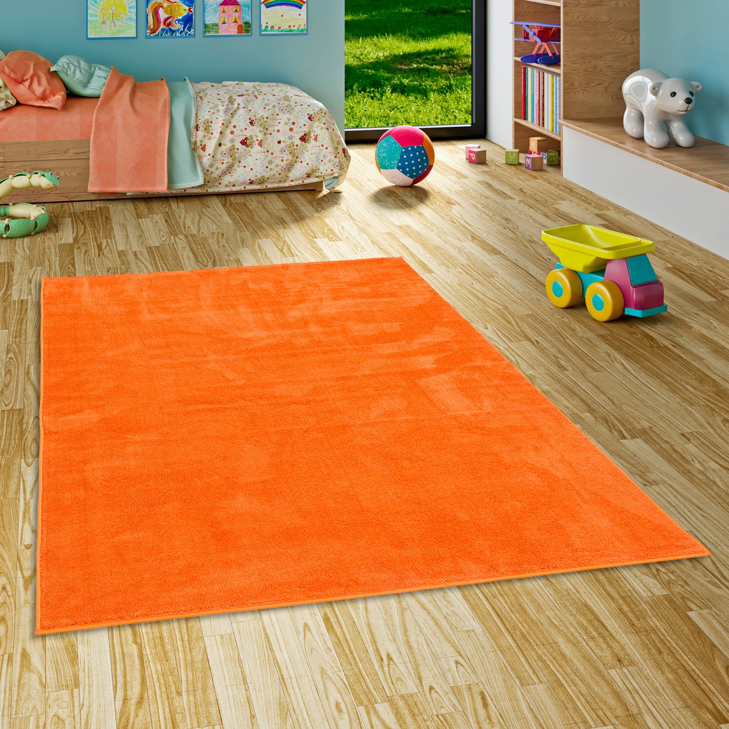 Pergamon Hochflor Langflor Teppich Super Soft Melia Kids Orange - 160x230 cm