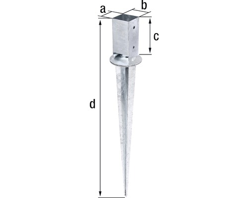 Inrijdbare grondbus, 71 x 71 x 150 x 900 mm, thermisch verzinkt, 1 stuk