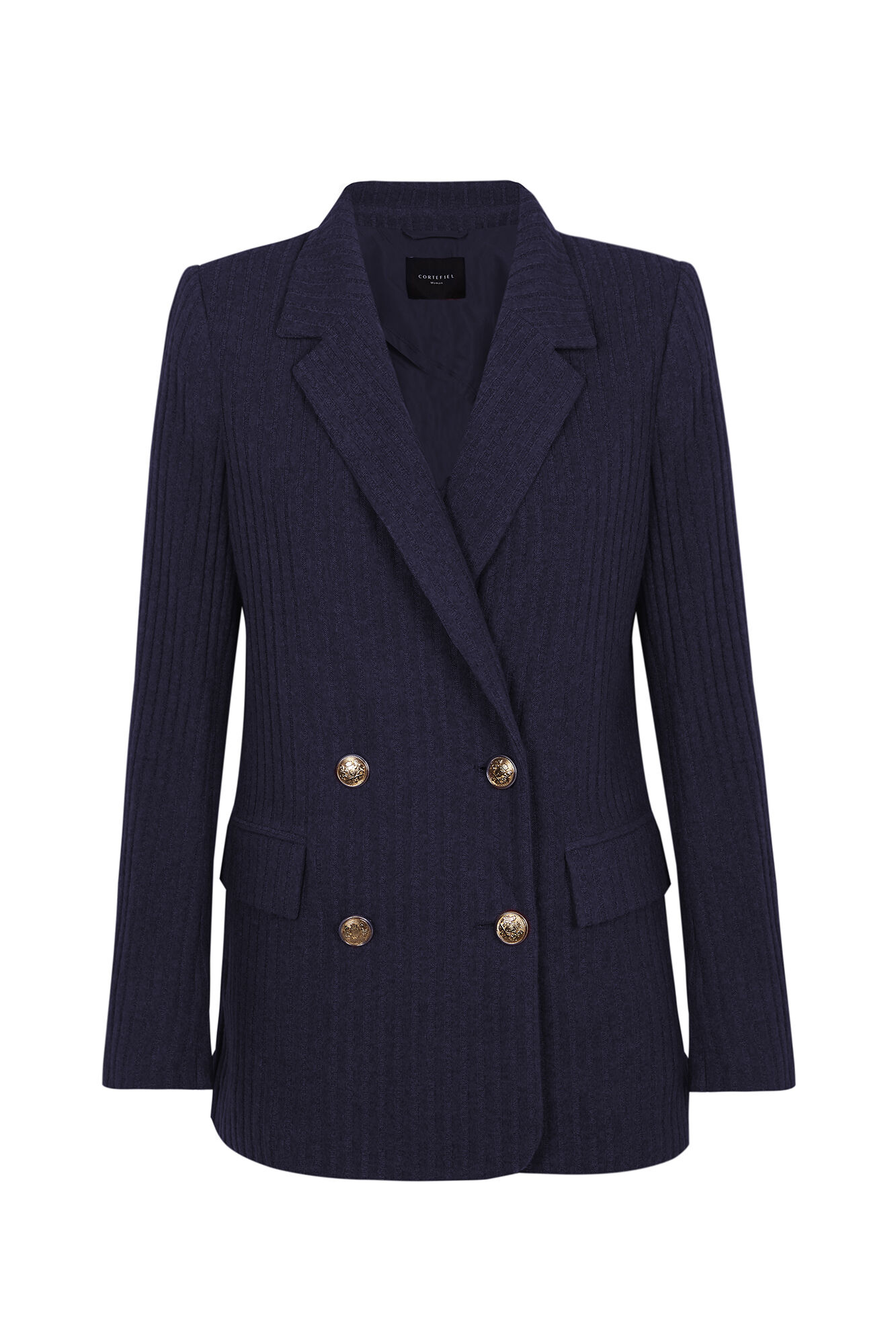 Blazer de malha com abotoamento duplo