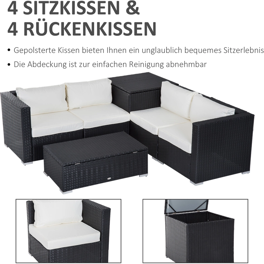 Outsunny Gartenmöbel Set mit Stauraum schwarz
