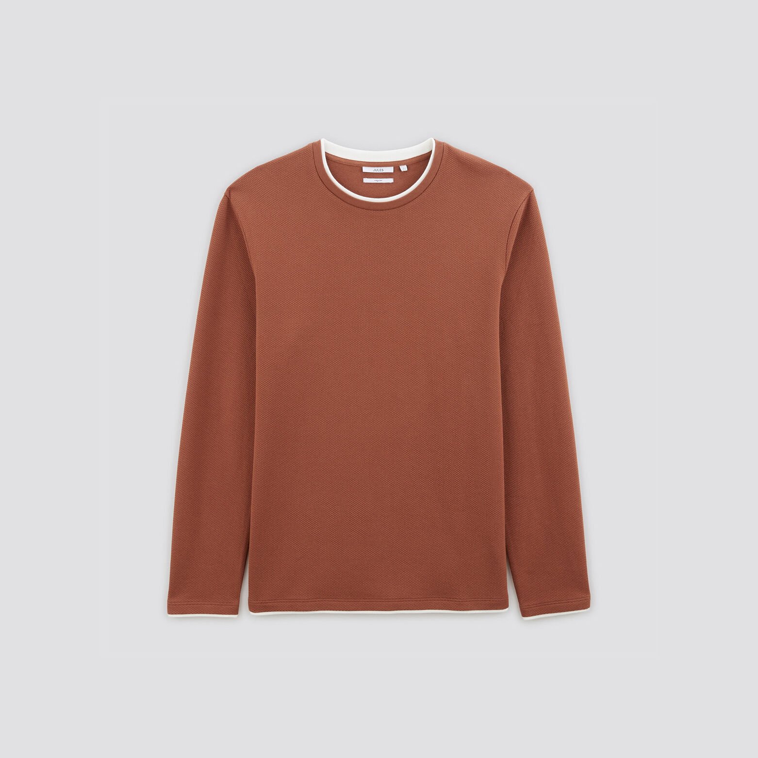Tee shirt double col matière fantaisie Marron