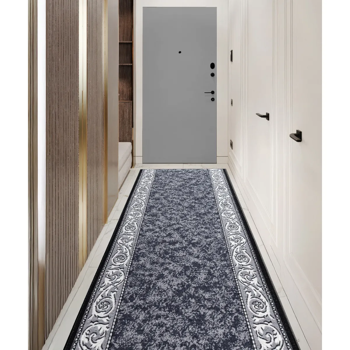 RUGSX Tapis de couloir ROMANTIC gris - 100 x 220 cm