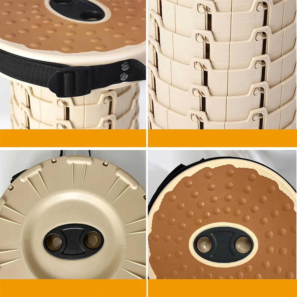 Ausziehbarer Hocker für Camping / Festivals / Picknick / U-Bahn mit Trageschlaufe - Beige