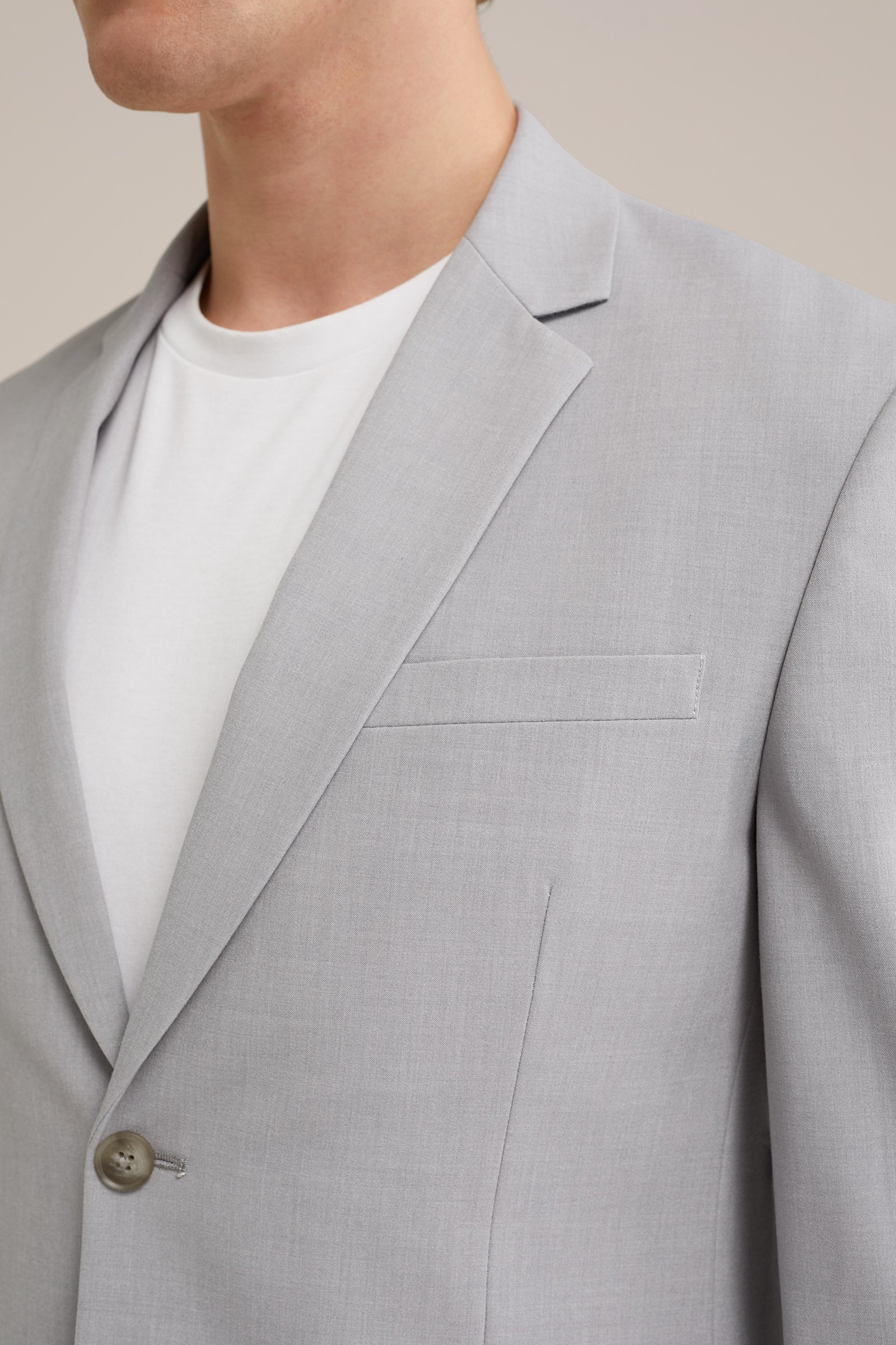 slim fit blazer Fundamentals Lichtgrijs gemeleerd