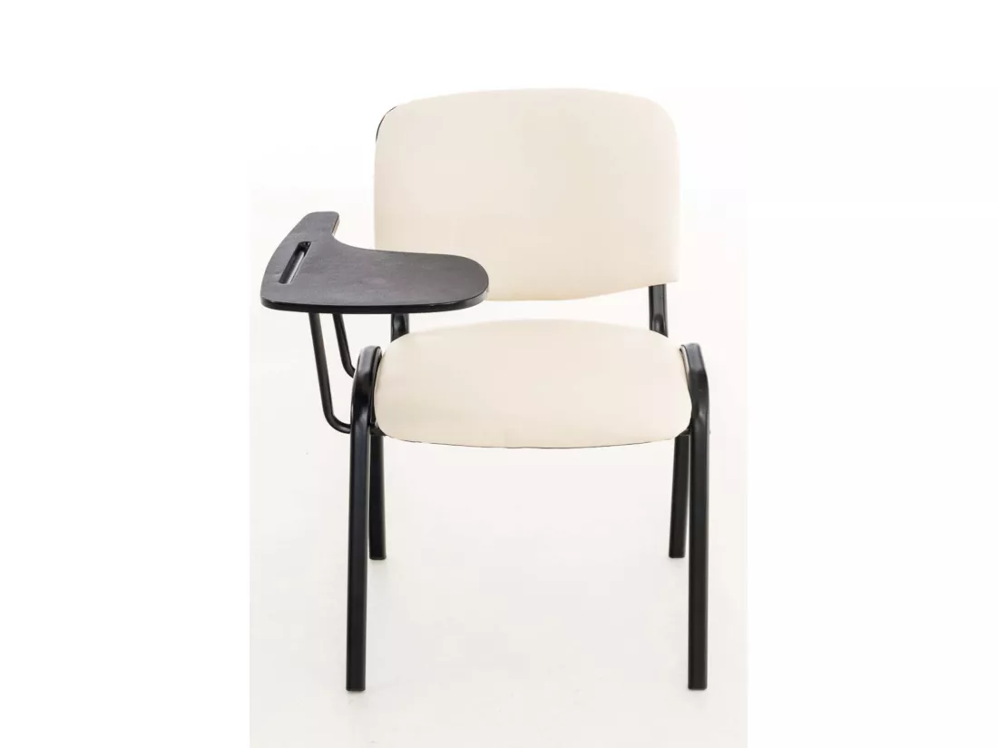 Lot de 4 Chaise de conférence - Similicuir & Métal noir mat - Crème - Ken mit Klapptisch