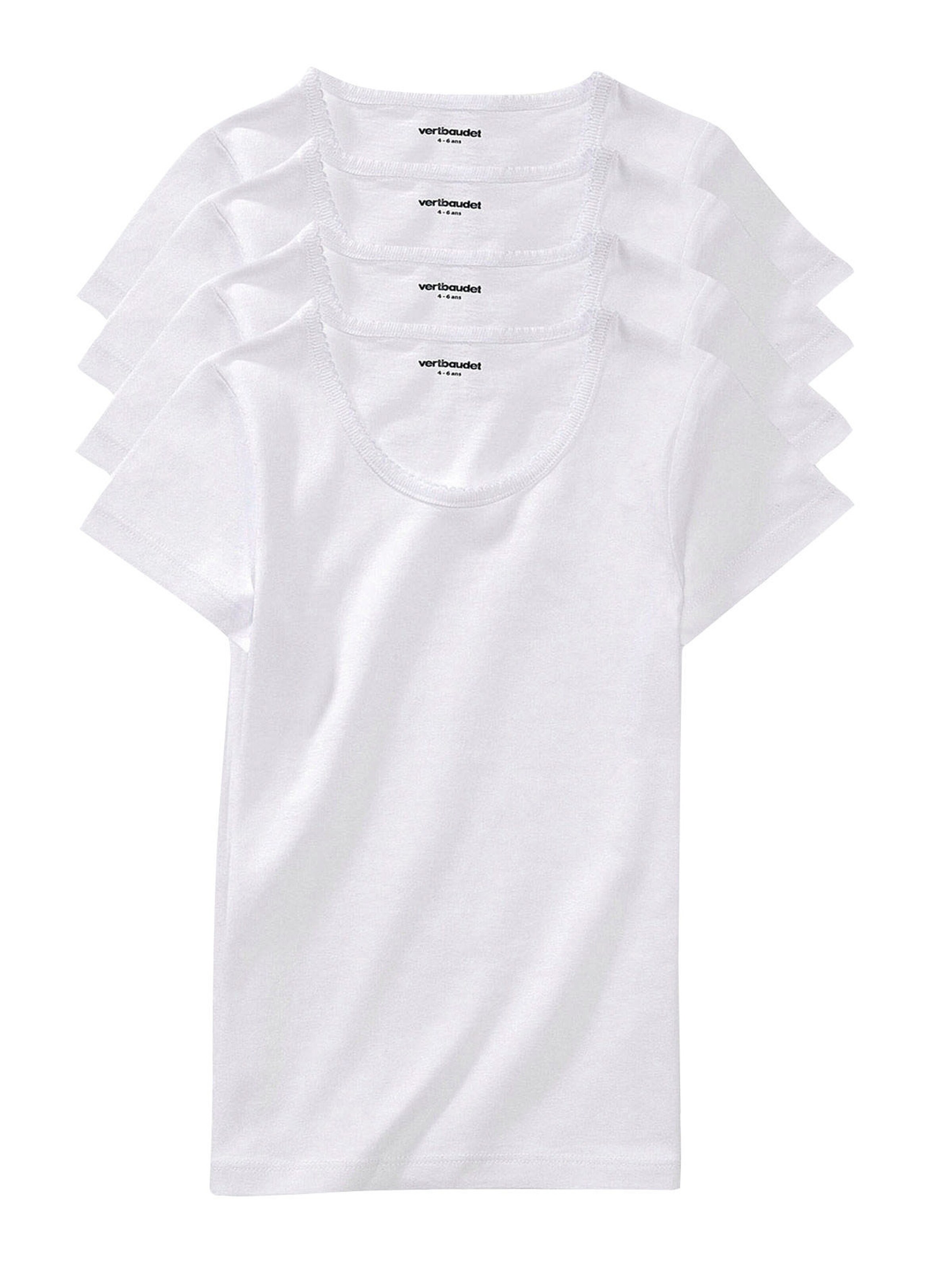 Vertbaudet 4er-Pack Mädchen T-Shirts BASIC weiß