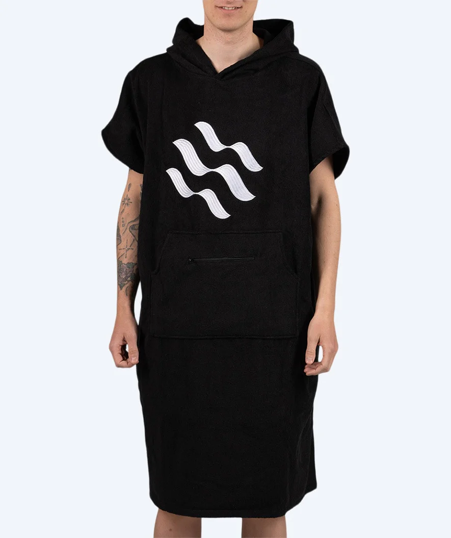 Watery badeponcho til voksne - Bomuld - Sort