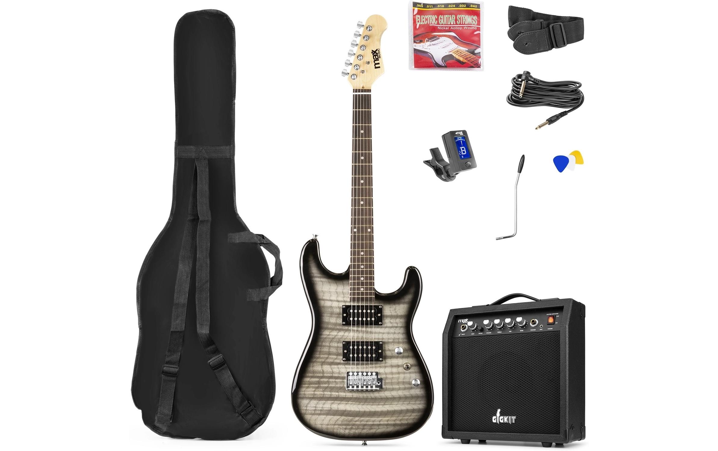 E-Gitarre GigKit Quilted Style Schwarz<br>E-Gitarre mit Zubehör