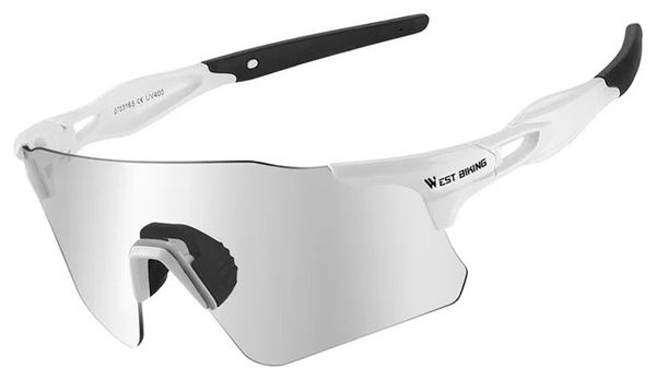 Lunettes de soleil de sport photochromiques anti-buée et anti-vent - blanc