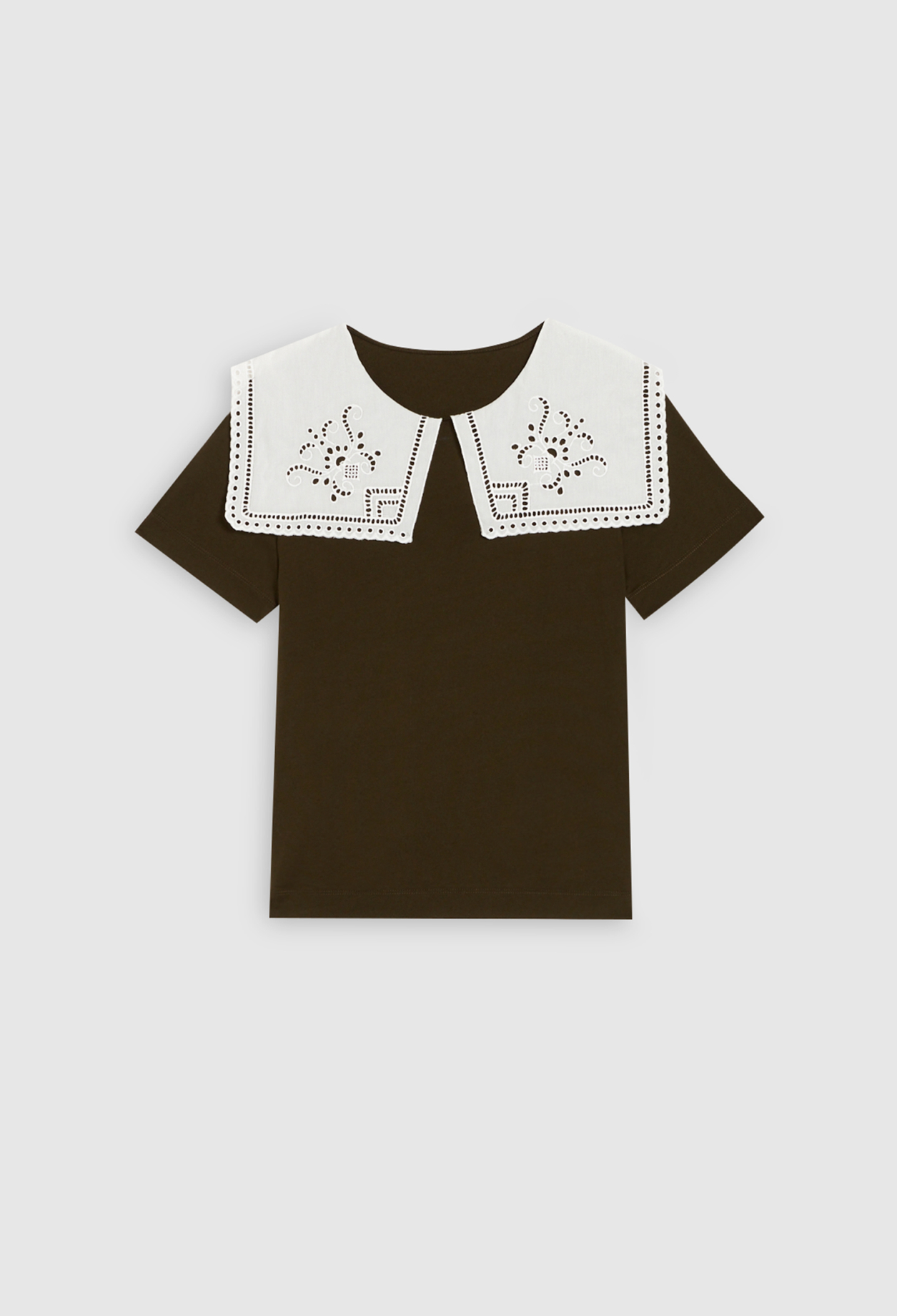 T-shirt droit &agrave; col claudine