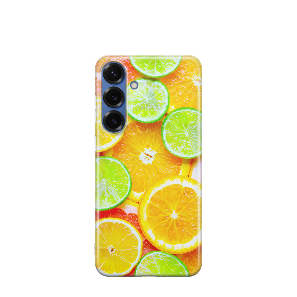 Samsung Galaxy S25 Plus Gummi Hülle Sommerfrüchte - Orange