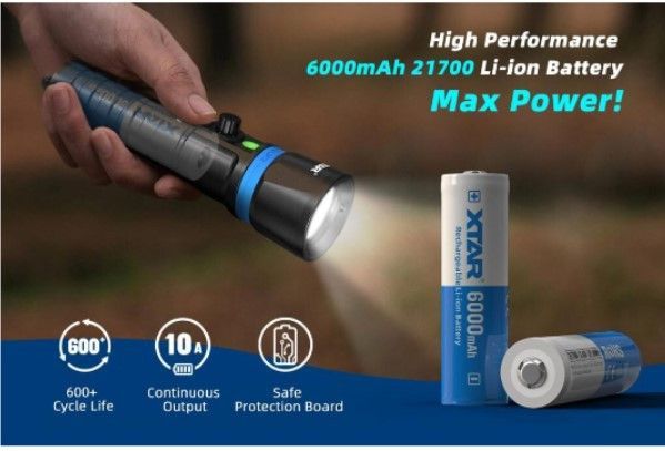 XTAR - 21700 - Oplaadbare Li-ion Batterij - 6000mAh - 3,6V