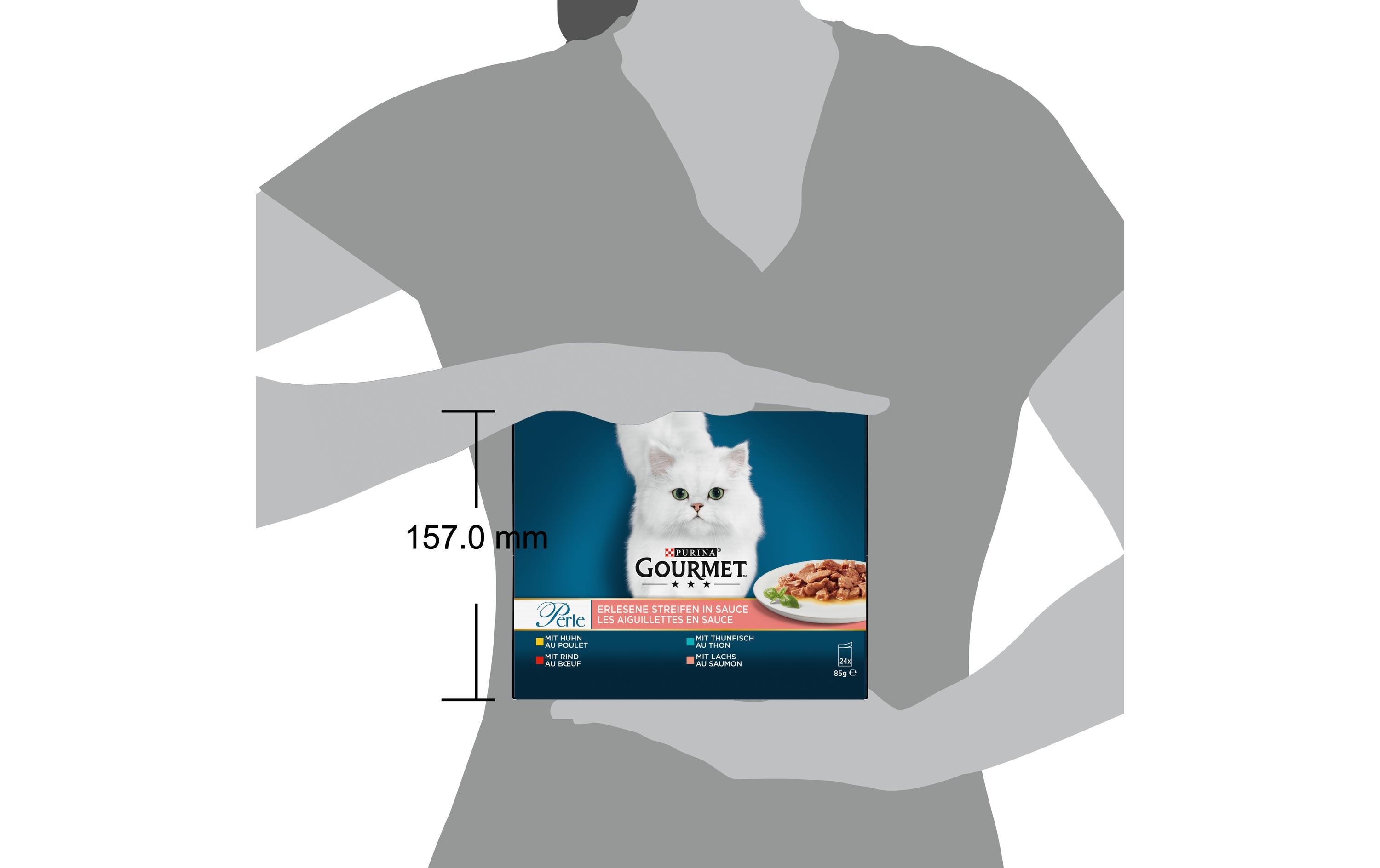Nassfutter Perle Erlesene Streifen in Sauce 24 x 85gAlleinfuttermittel für ausgewachsene Katzen