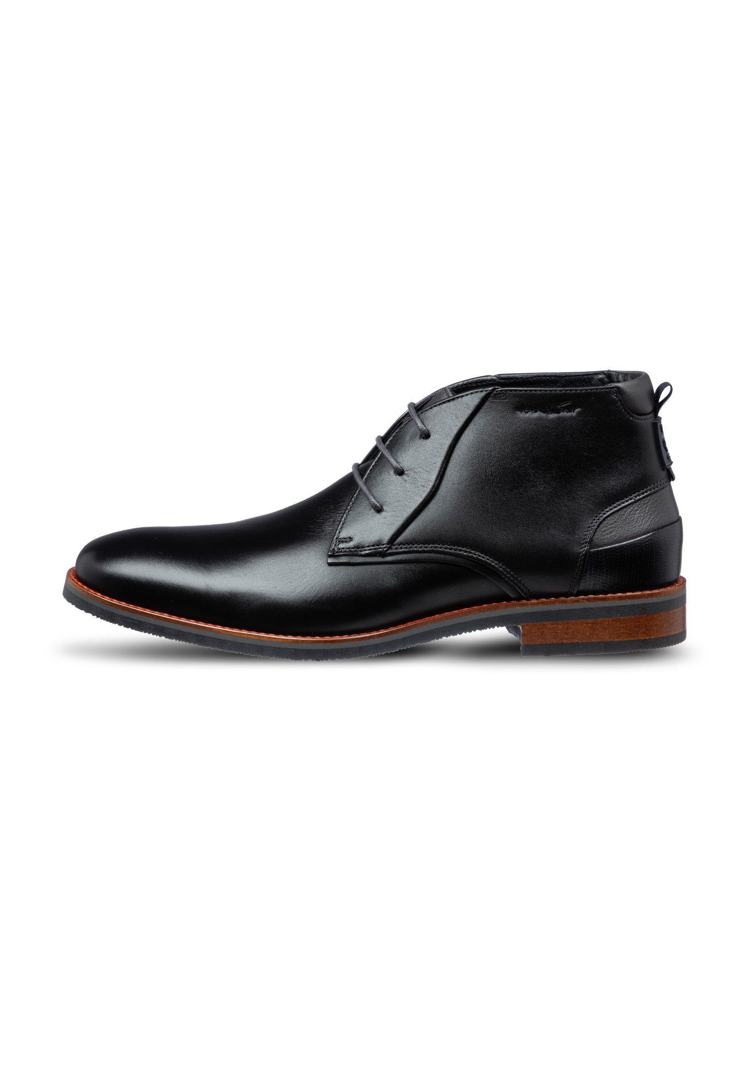 Zwart gladleren Amalfi halfhoge veterschoen