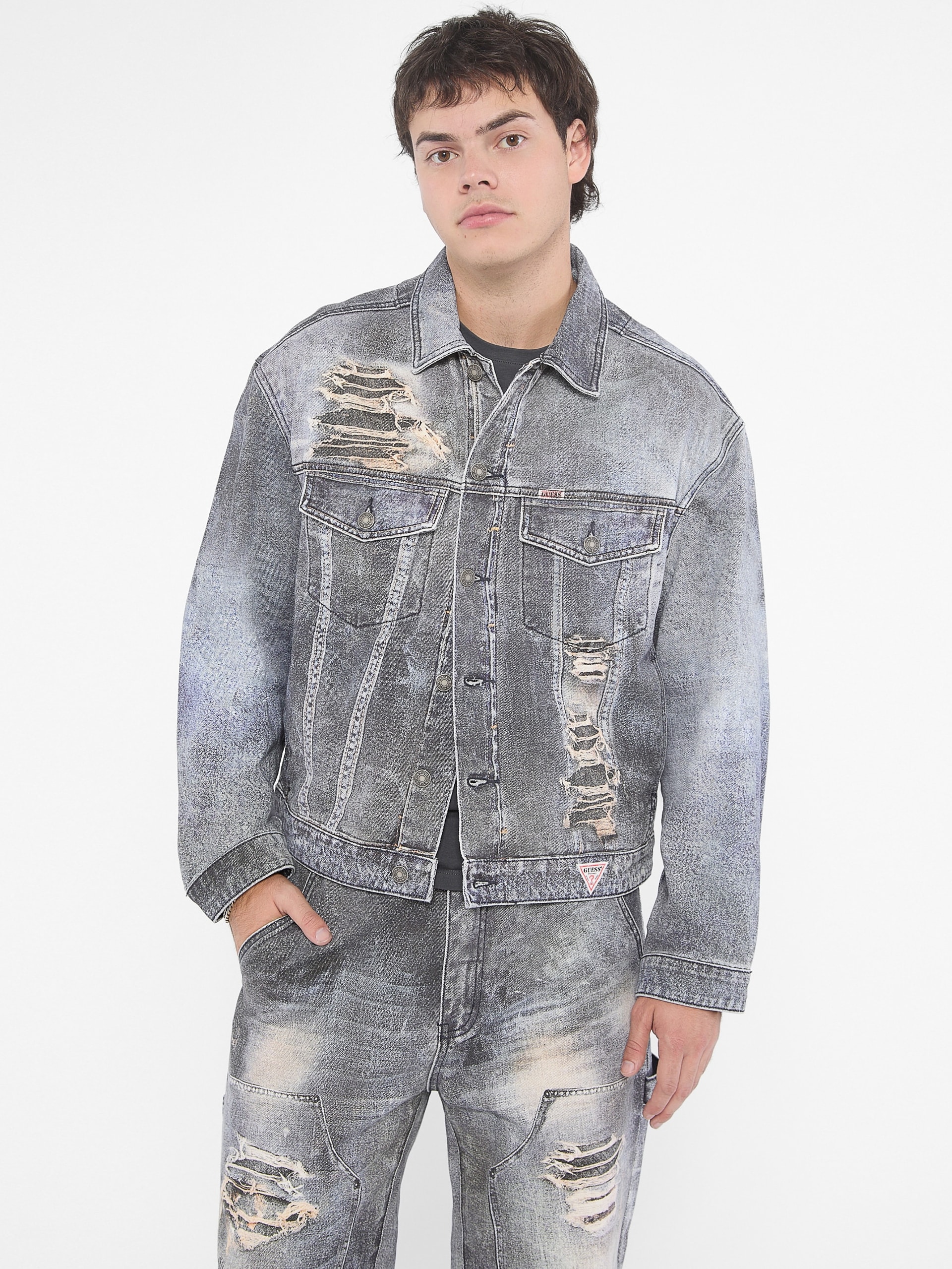 Jaqueta jeans trucker estampada GUESS Originals
