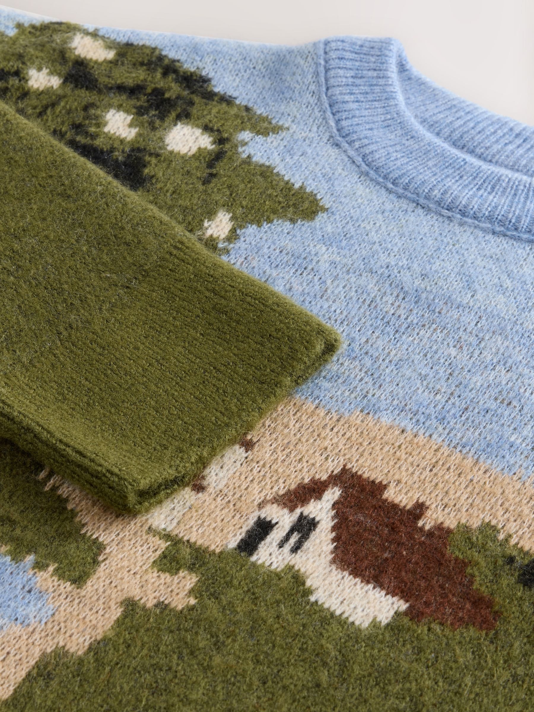 Groen - Landscape Scene Crew Neck Jumper