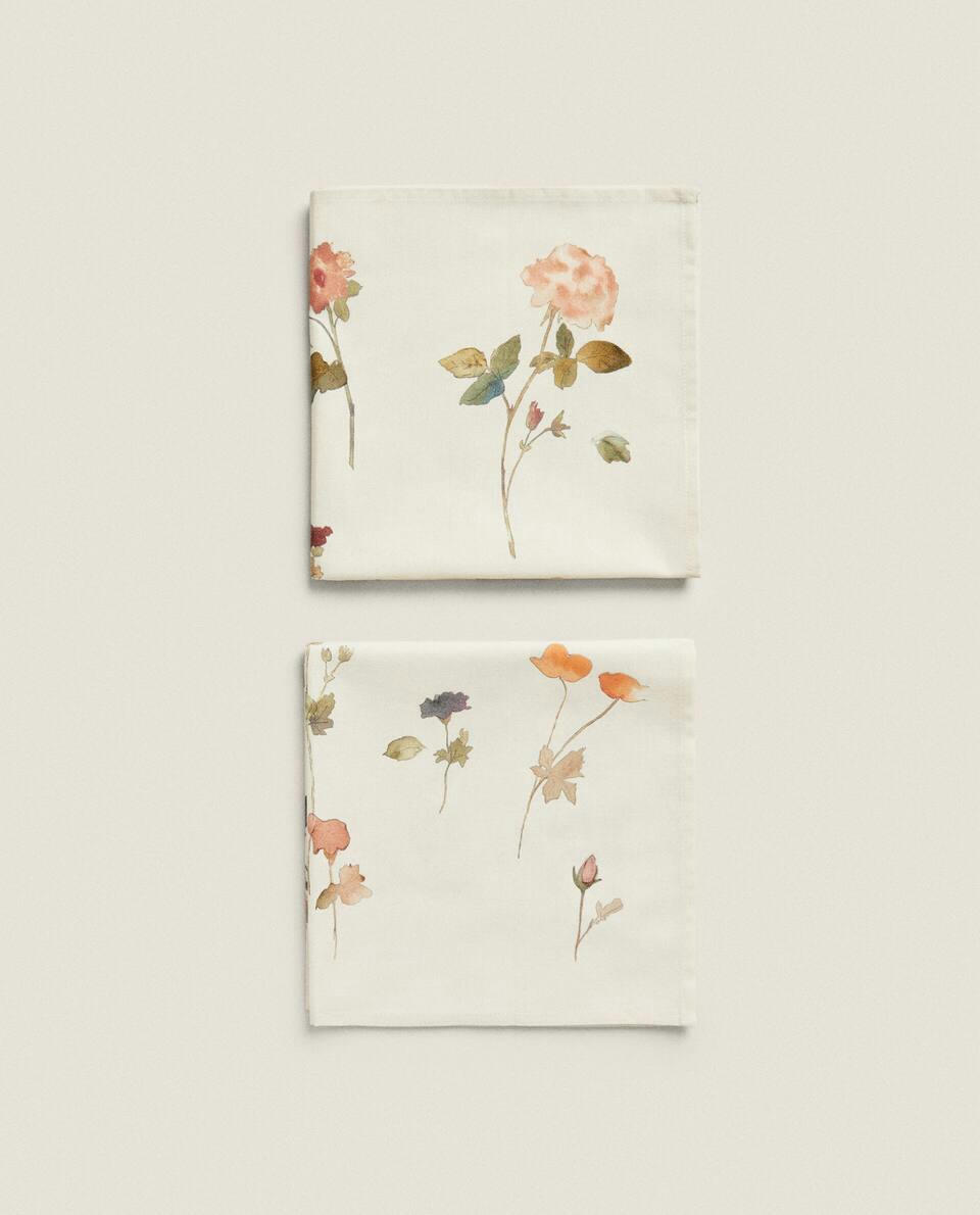 Guardanapos de algodão com estampa floral (pacote com 2)