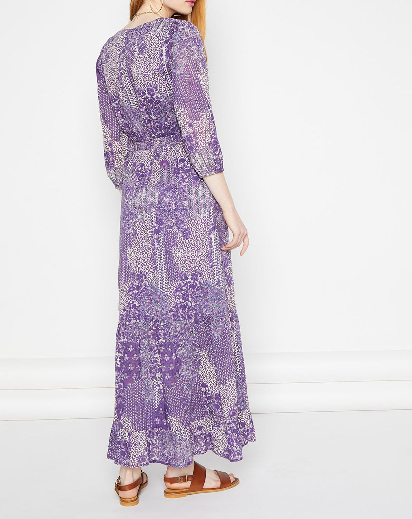 La Petite Etoile Robe longue Mylo patchwork violette