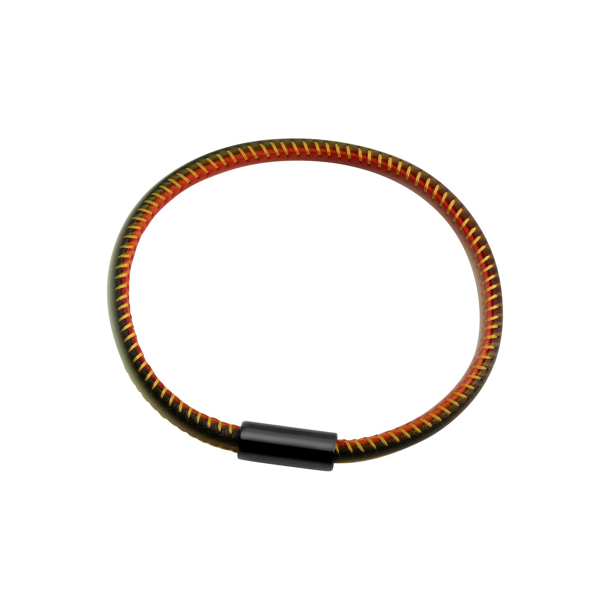 Zeeme Stainless Steel Armband echt Leder mit Deutschland-Farben 19cm