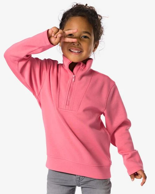 pull enfant zippé rose