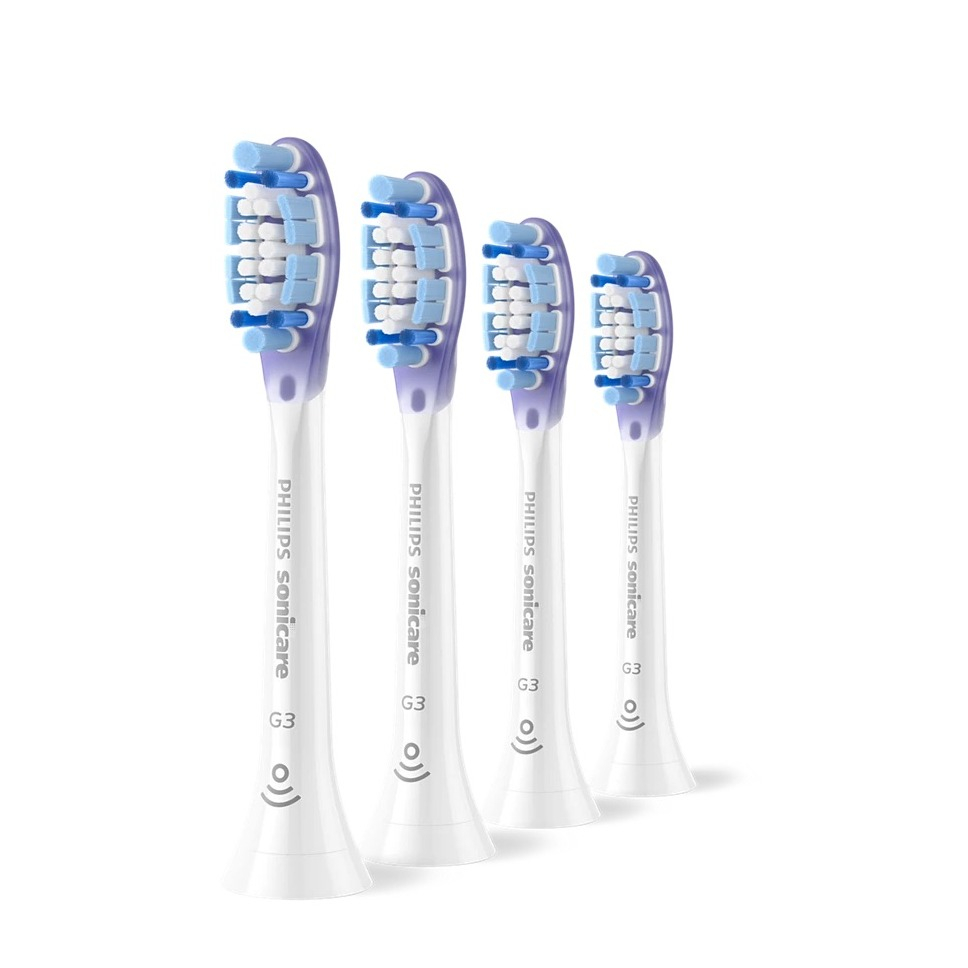 (4er Set) G3 Premium Gum Care Ersatz Zahnbürstenkopf für Philips Sonicare Elektrische Zahnbürsten (HX9054/87) - Weiss