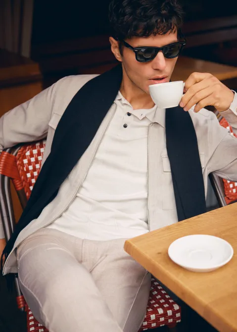 Overshirt met ritssluiting como zand (ZAND)