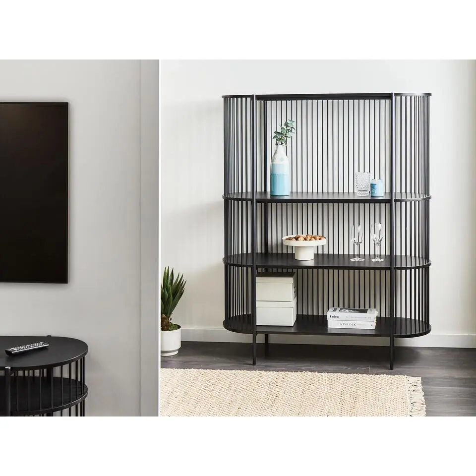 BIRSON - Opbergkast 3 planken - Zwart - MDF