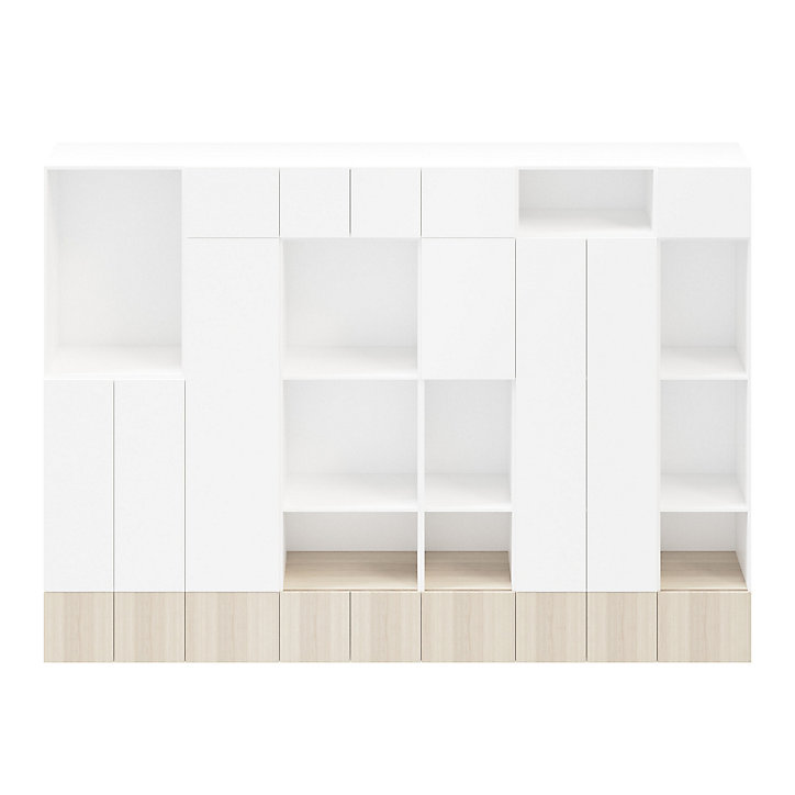 Meuble de rangement semi ouvert blanc et effet chêne GoodHome Atomia H. 262,5 x L. 375 x P. 47 cm