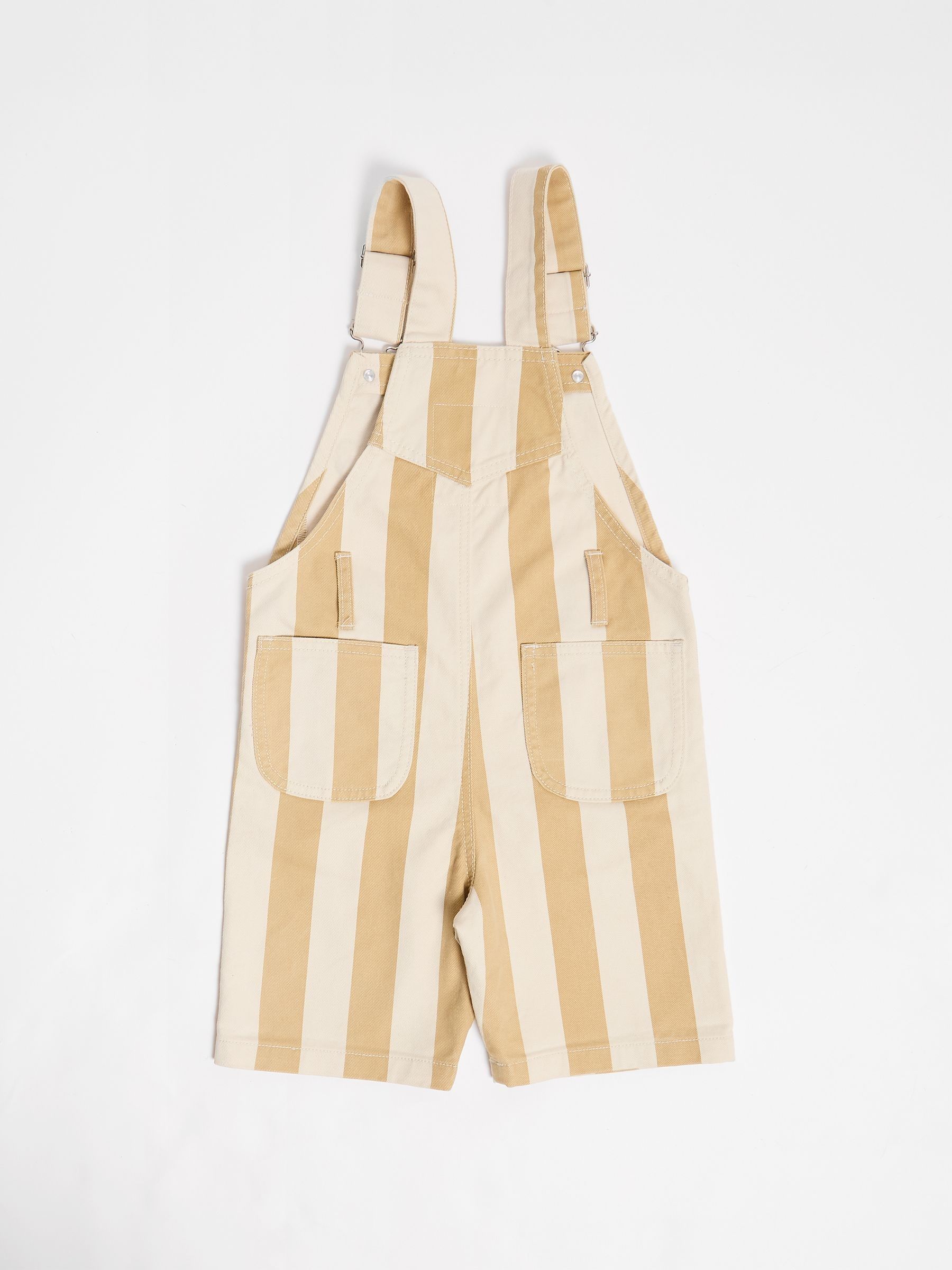Crème - Gestreepte shorts tuinbroek