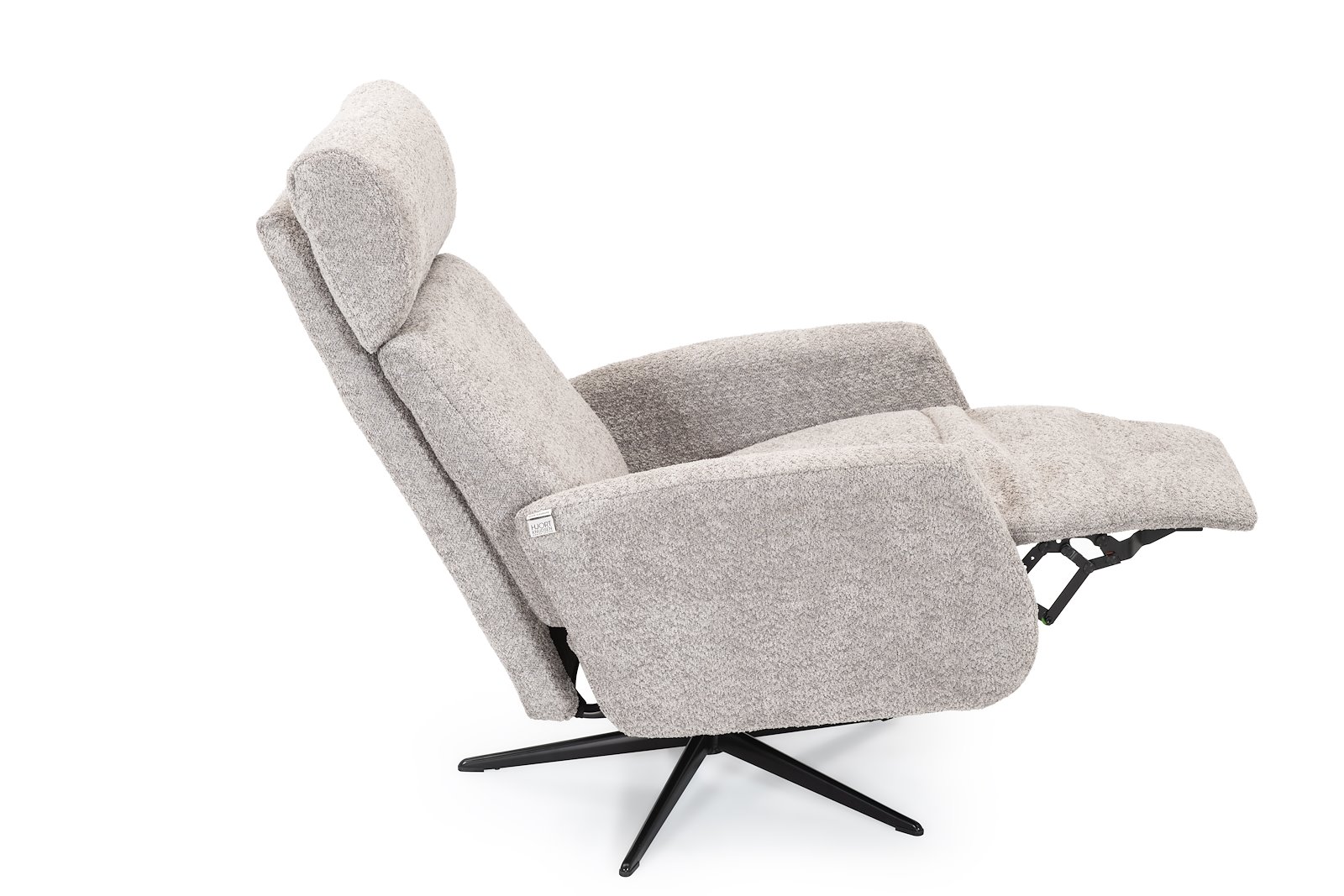Argo lenestol Tekstil Teddy 3615 Grey, Polaris sokkel i sort og med integrert fothviler. Manuell funksjon
