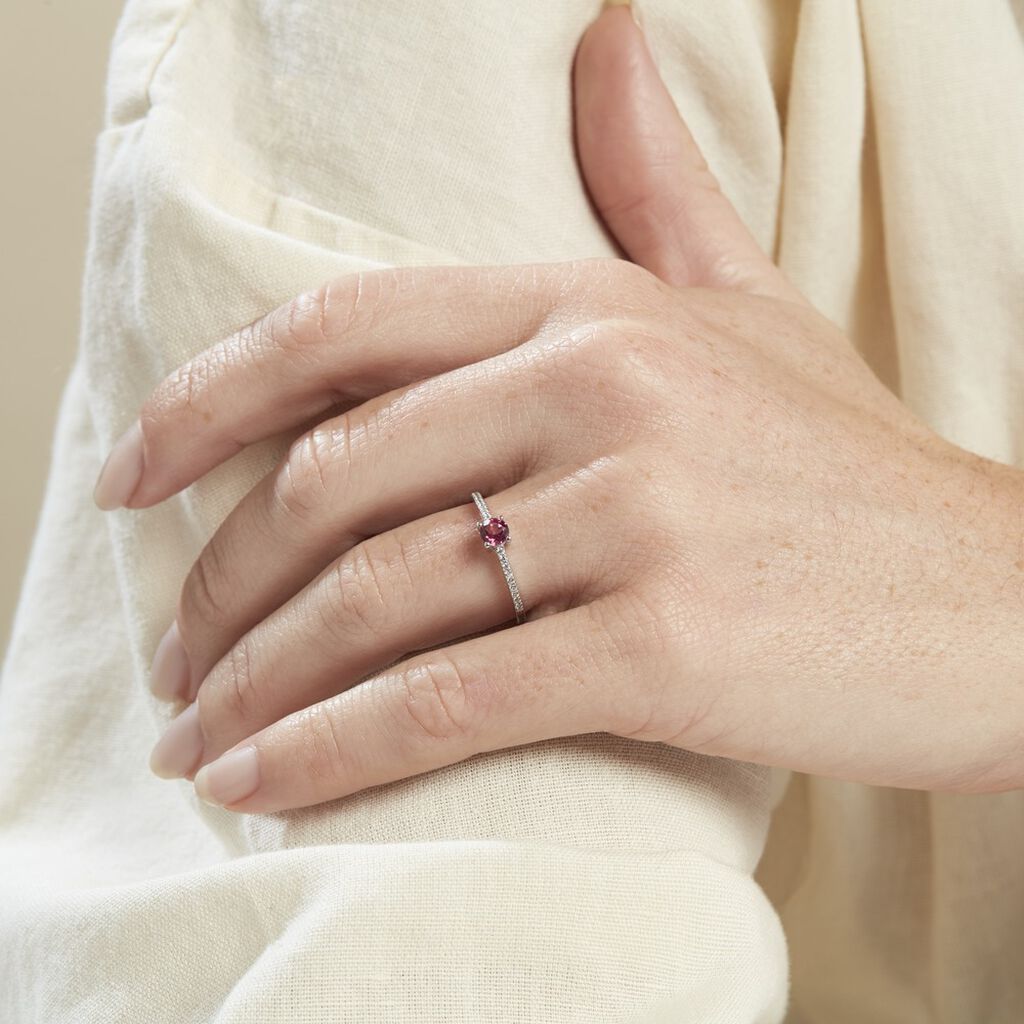 Bague Nagib Or Blanc Topaze Rose Oxyde De Zirconium