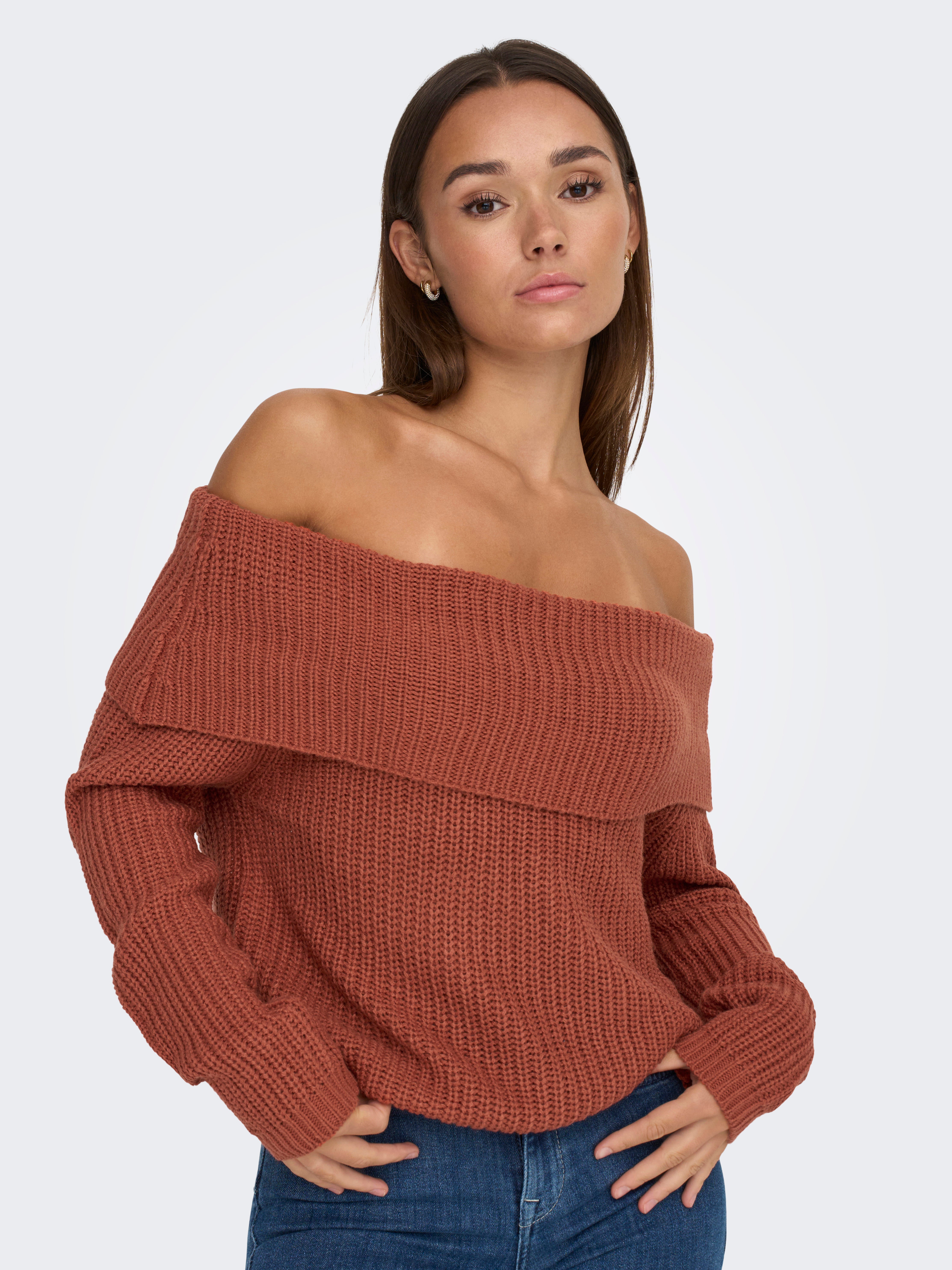 JDYJUSTY Strickpullover Burnt Brick