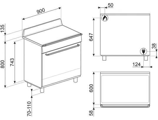 SMEG - Piano de cuisson TR90GMBL