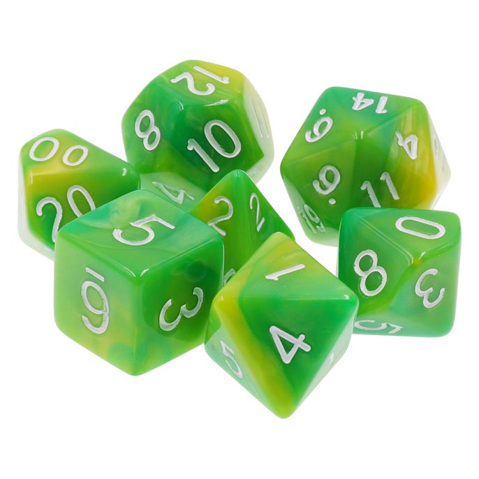 Set de dés de Jeu de Rôle : Vert  et  Jaune