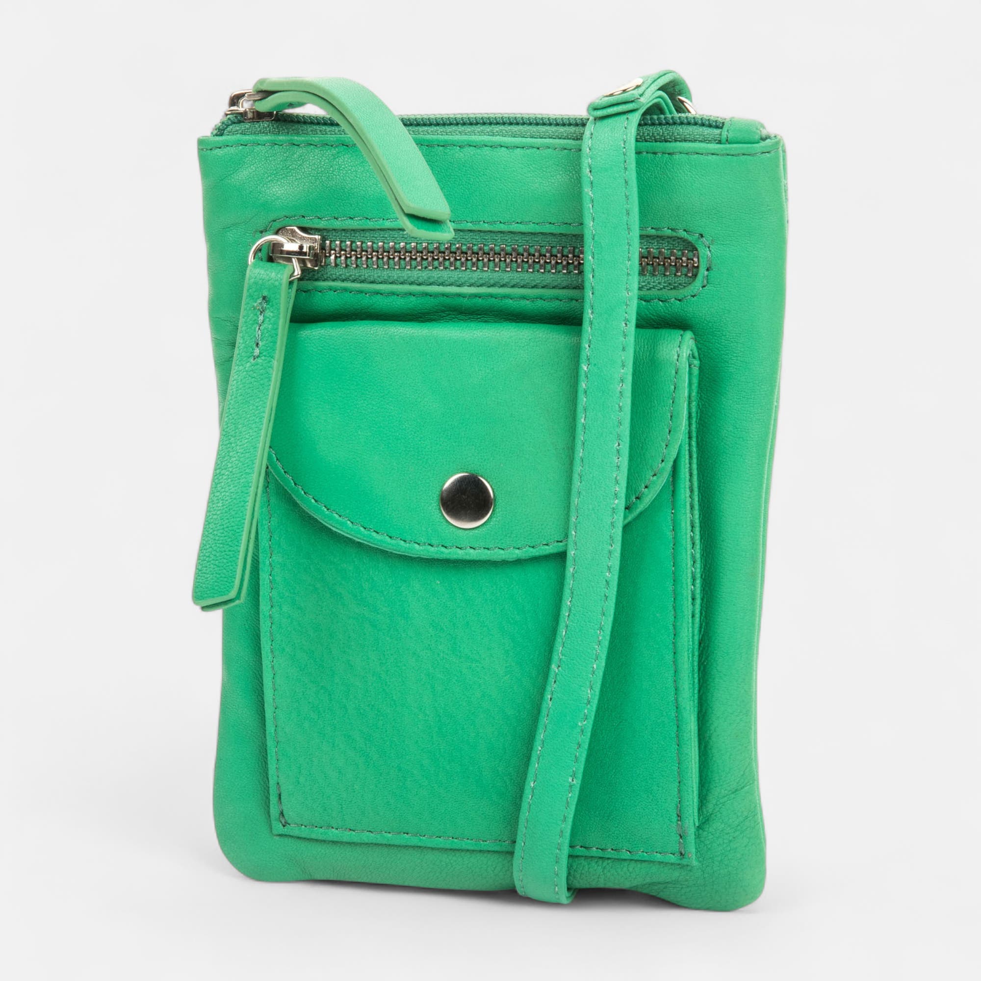 Pochette pour téléphone en cuir vert